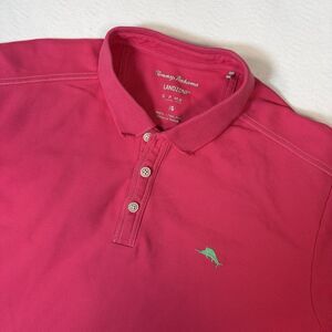 Tommy Bahama IslandZone Polo Shirt Mens Large L Pink Supima Cotton Marlin Logo